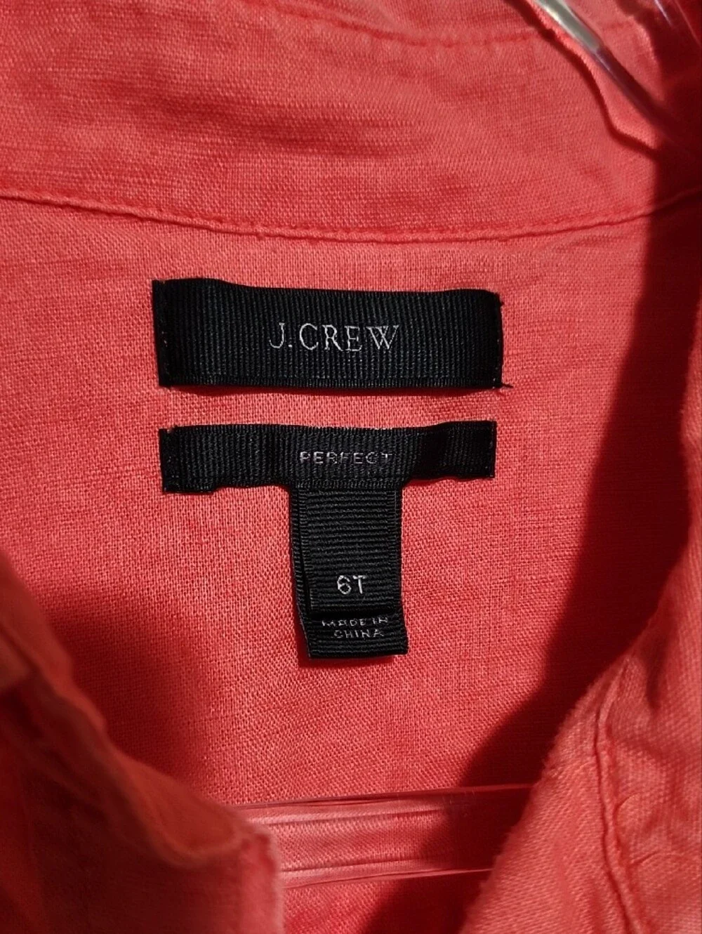 J.Crew Coral Red Baird McNutt Irish Linen Perfect Shirt Button Down Slim Fit 6T